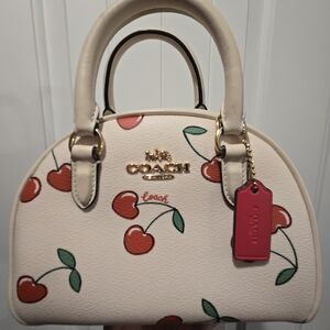 Coach Cherry Print Satchel in Cream